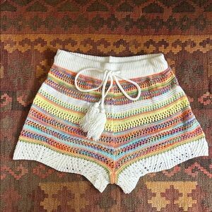 Cider Multicolor Crochet High Waist Shorts